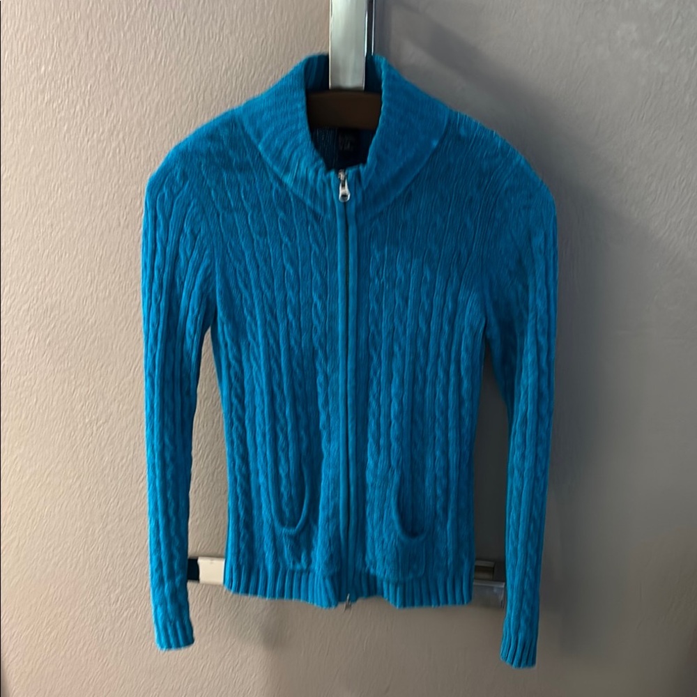Blue Cable Knit Women's Sweater